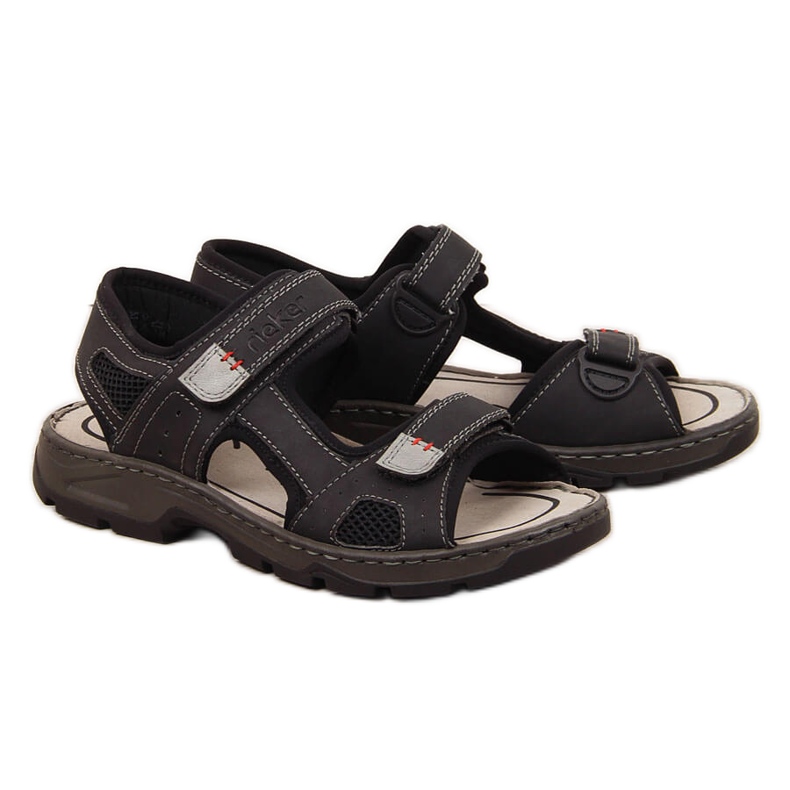 Rieker 26156 sandale negre confortabile cu velcro pentru bărbați negru