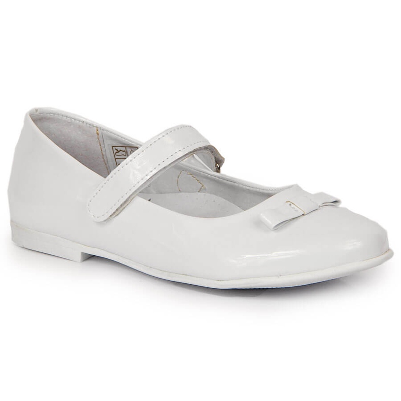 Balerini de comuniune fete cu velcro alb Kornecki 6493
