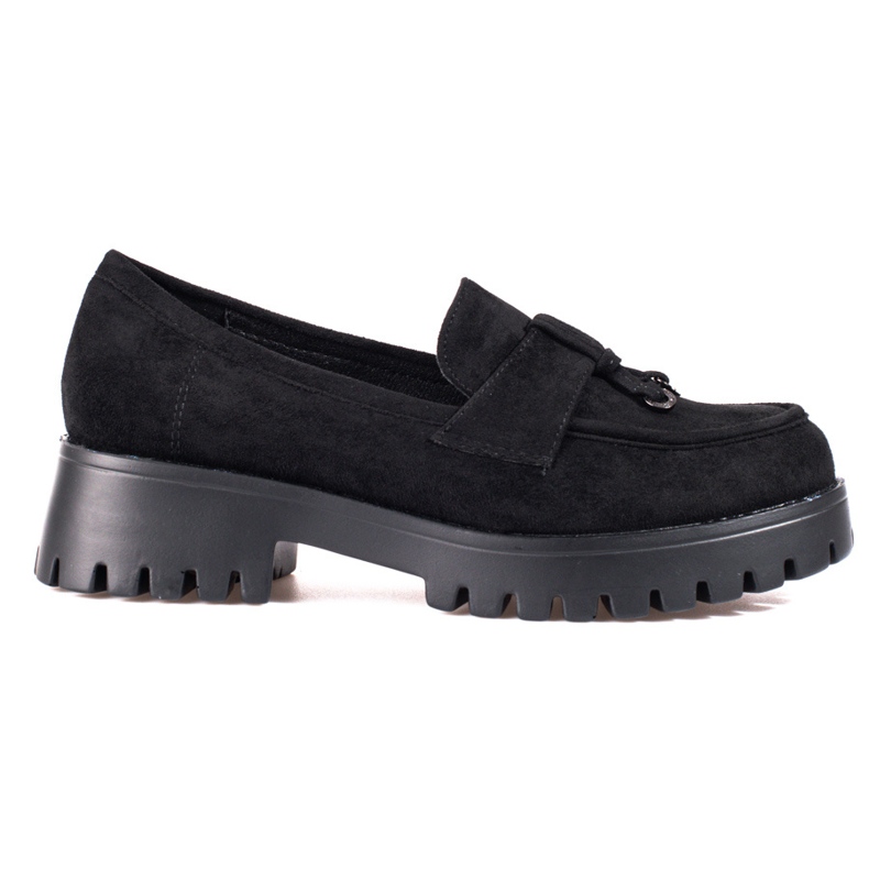 Pantofi de dama din piele intoarsa cu platforma neagra Shelovet negru