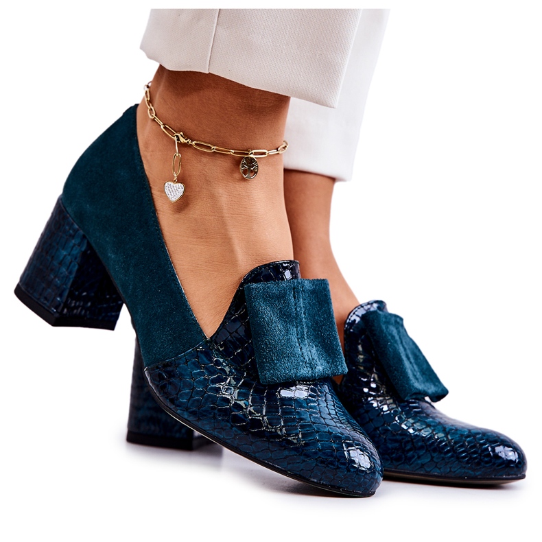 PA2 Pompi Diana din piele intoarsa verzi din piele de sarpe verde