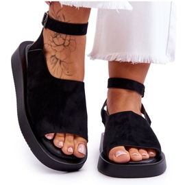 Sandale confortabile de damă pe platforma Black Rubie negru