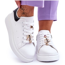 FG2 Pantofi sport de damă pe o platformă masivă Chante alb și negru