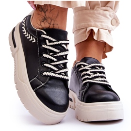 FG2 Pantofi Sport Dama Comozi Pe Platforma Devan Negru Si Bej