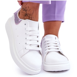 Pantofi Sport Dama Cu Motiv Decorativ Alb-Mov Delight Pantofi Sport Dama Cu Motiv Decorativ Alb-Mov Delight