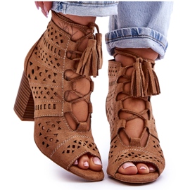 FB1 Cizme cu toc ajurat Letya Camel bej FB1 Cizme cu toc ajurat Letya Camel bej