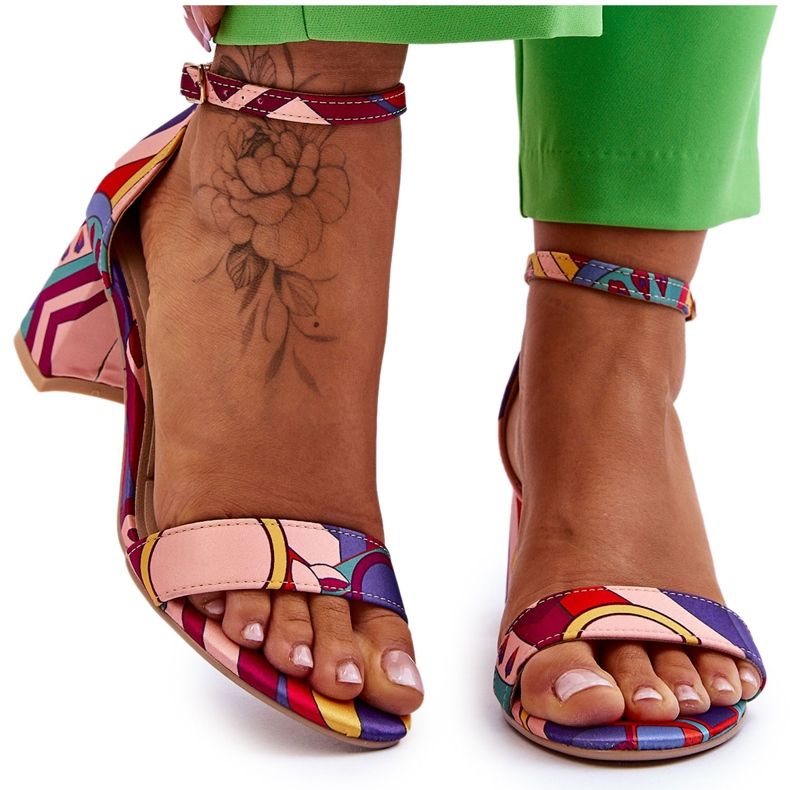 FB1 Sandale din satin cu model Quincy violet și roz