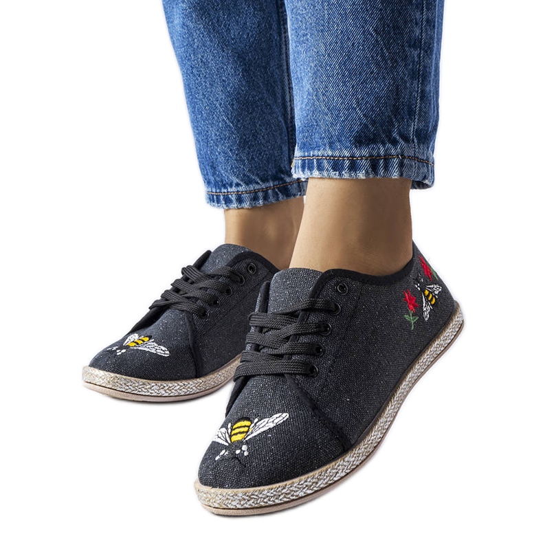 Espadrile cu sclipici negre de la Malia negru