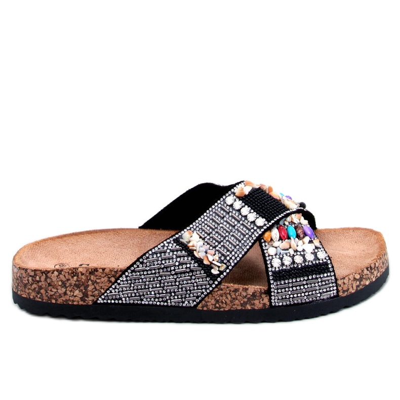 PA1 Tobogane din plută cu margele negre Rezai negru