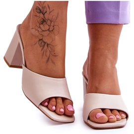 Papuci clasici din piele Loara bej de damă