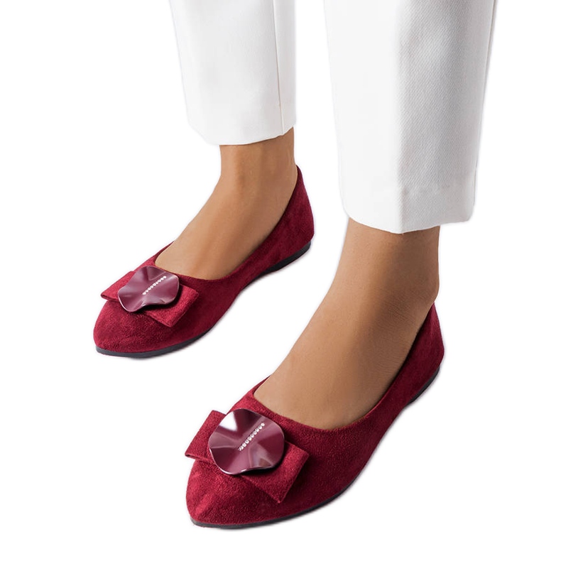 Balerini burgundy decorati cu strasuri Rémy roșu