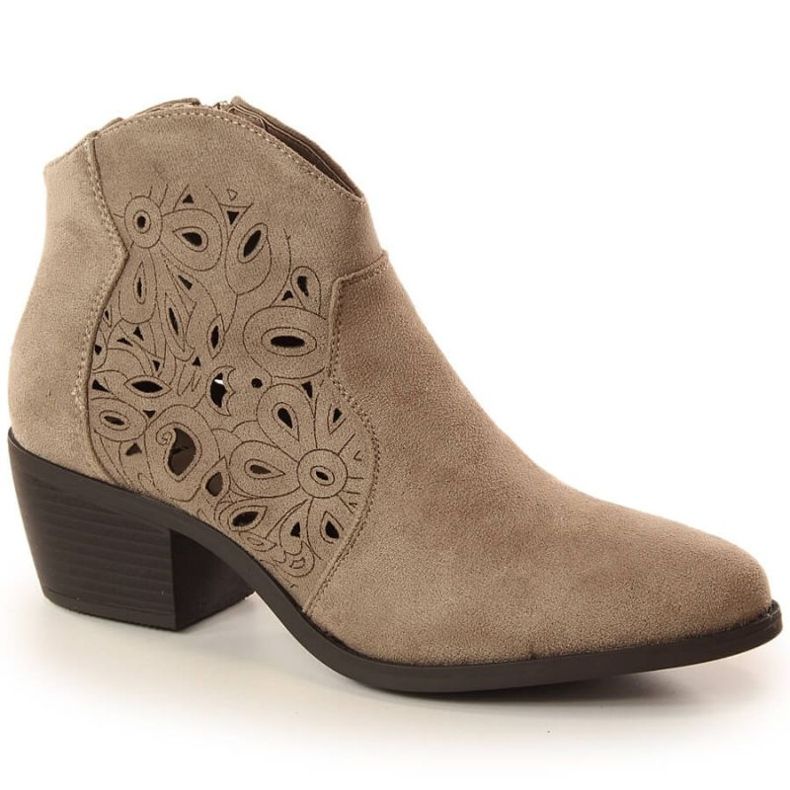 Cizme cowboy din piele intoarsa ajurata Jezzi W JEZ387B bej Cizme cowboy din piele intoarsa ajurata Jezzi W JEZ387B bej