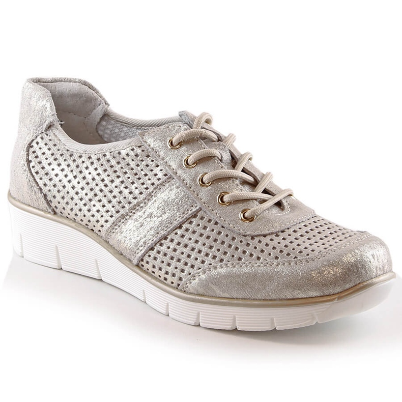 Pantofi sport dama ajurata Filippo DP028 piele de aur