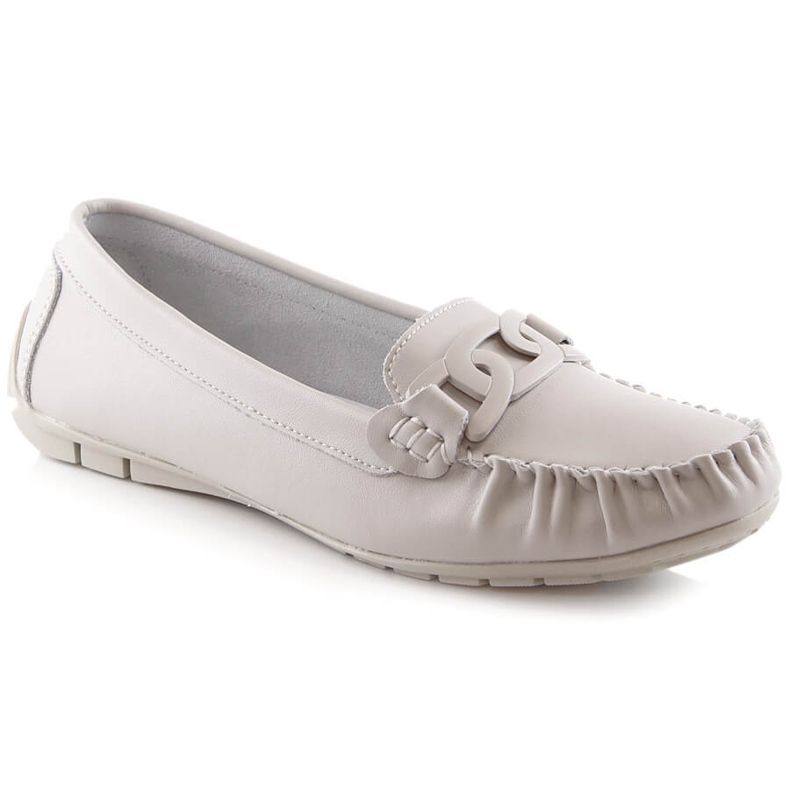 Mocasini de dama din piele cu lant ecru Filippo DP4547 Mocasini de dama din piele cu lant ecru Filippo DP4547