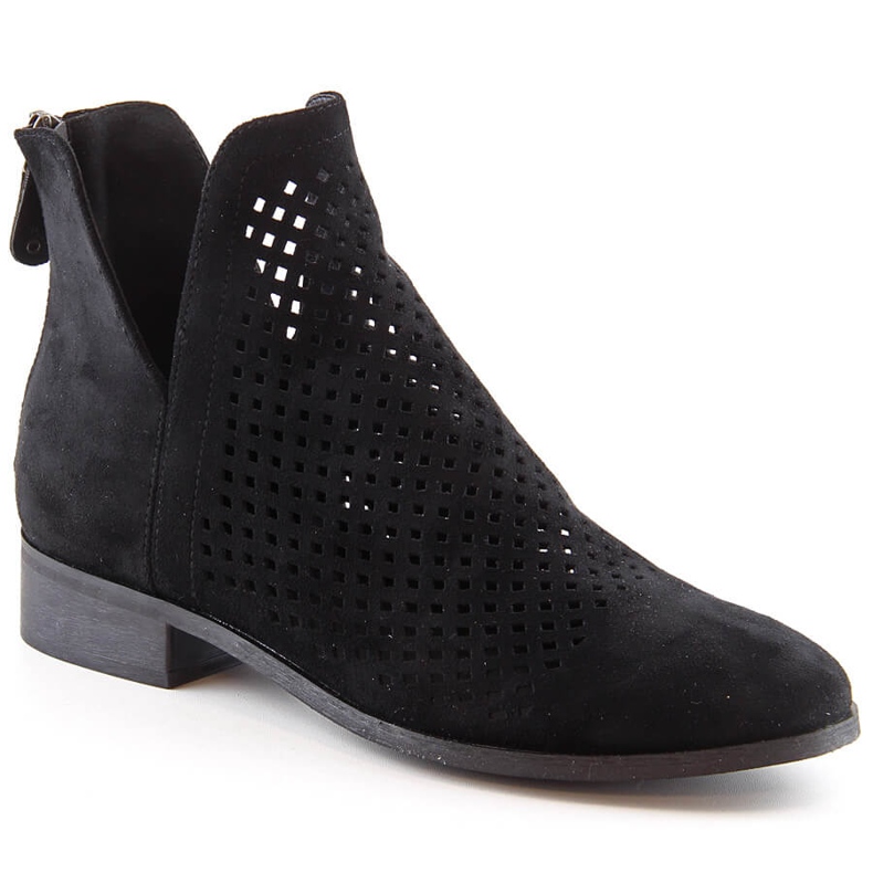 Cizme de damă ajurate din piele intoarsa neagra Potocki SZ12107 negru