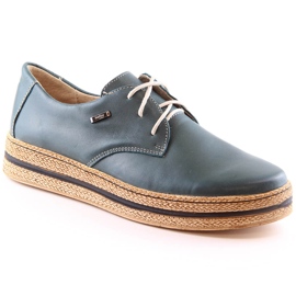 Pantofi de dama comozi din piele pe platforma verde Helios 380