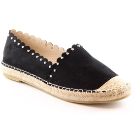 Espadrile de damă cu slip-on, negre Vinceza 34595 negru Espadrile de damă cu slip-on, negre Vinceza 34595 negru