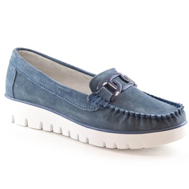 Mocasini de dama din piele intoarsa pe platforma albastra Filippo DP3334 albastru