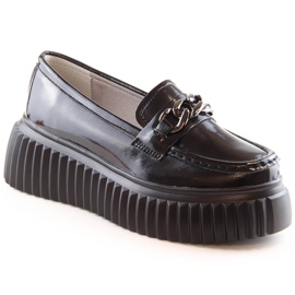 Mocasini Filippo DP4450 din piele neagra pe platforma negru