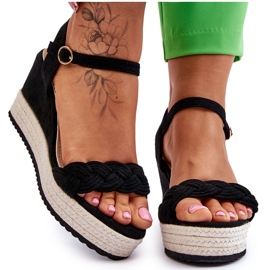 Sandale clasice din piele intoarsa cu pane Denisse negre negru Sandale clasice din piele intoarsa cu pane Denisse negre negru