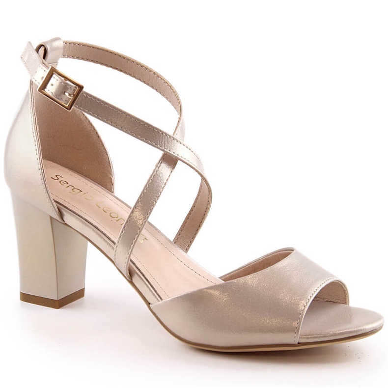 Sandale de damă elegante auriu satinat pe post Sergio Leone SK862 de aur