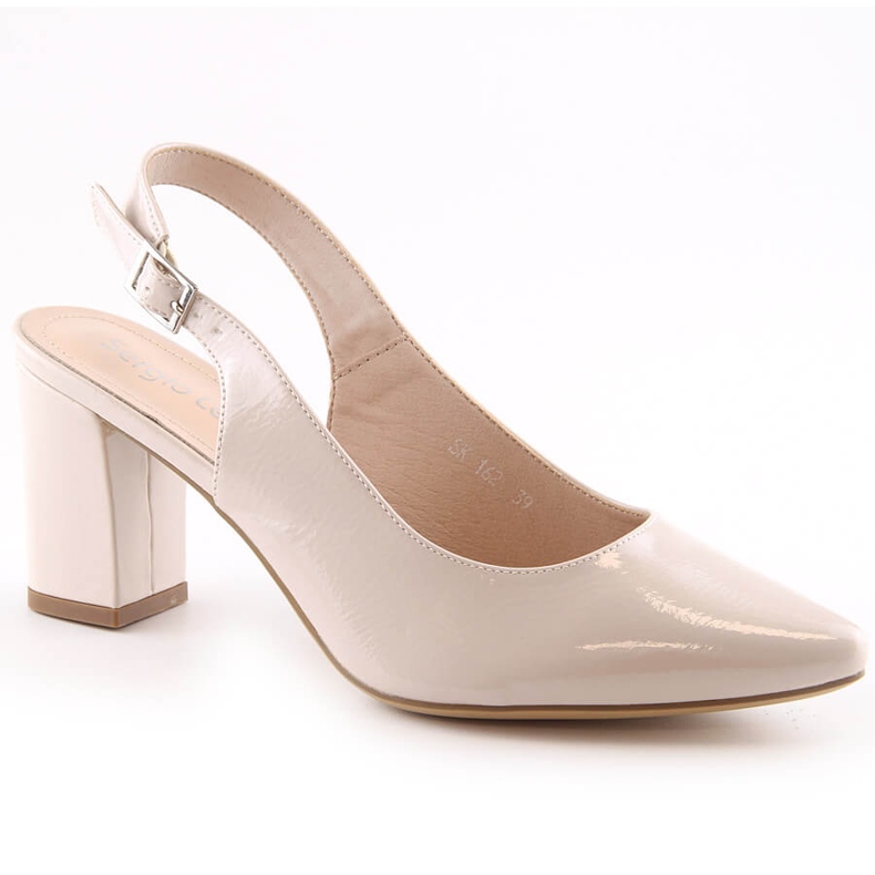 Sandale de dama din piele lacuita bej Sergio Leone SK162