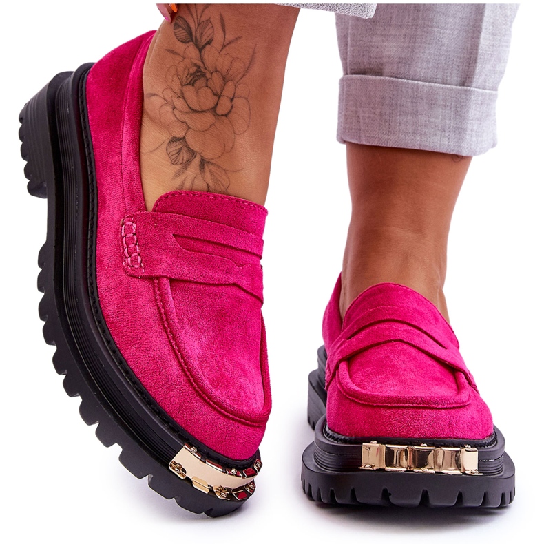 FJ1 Mocasini clasici din piele intoarsa cu ornamente Fuchsia Monaro roz FJ1 Mocasini clasici din piele intoarsa cu ornamente Fuchsia Monaro roz