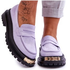 FJ1 Mocasini clasici din piele intoarsa cu ornamente violet Monaro FJ1 Mocasini clasici din piele intoarsa cu ornamente violet Monaro