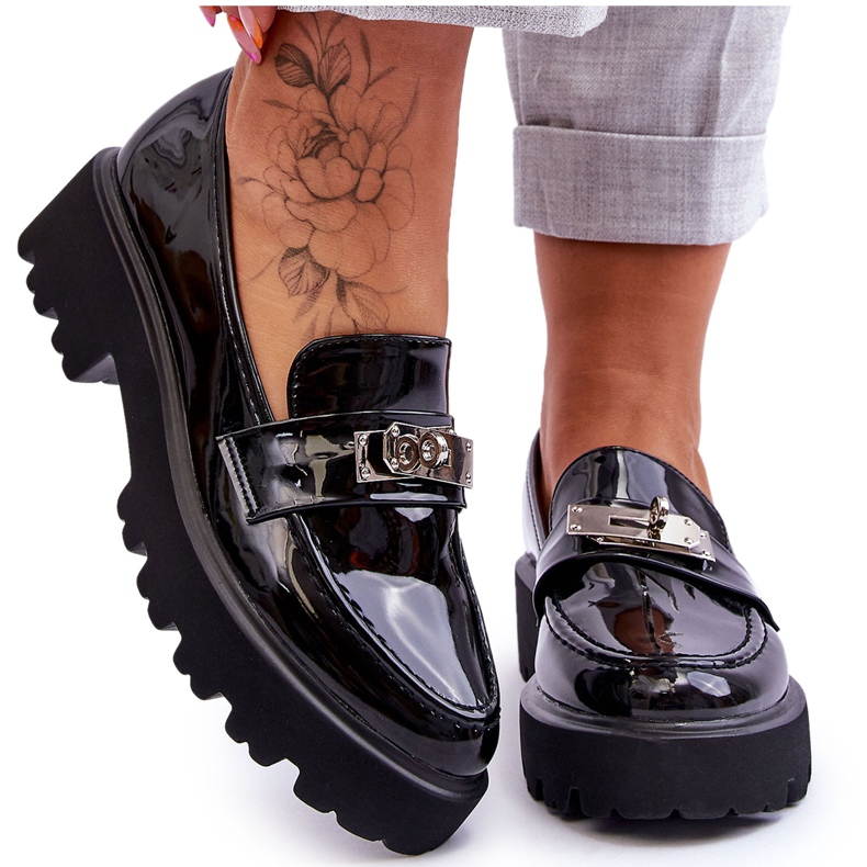 FJ1 Mocasini Lacuiti Cu Decorat Platforma Glory Neagra negru