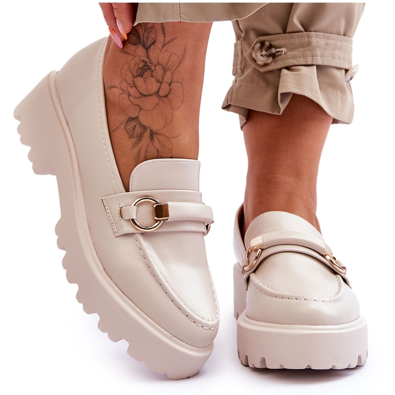 FJ1 Mocasini de dama din piele Bej Camerin