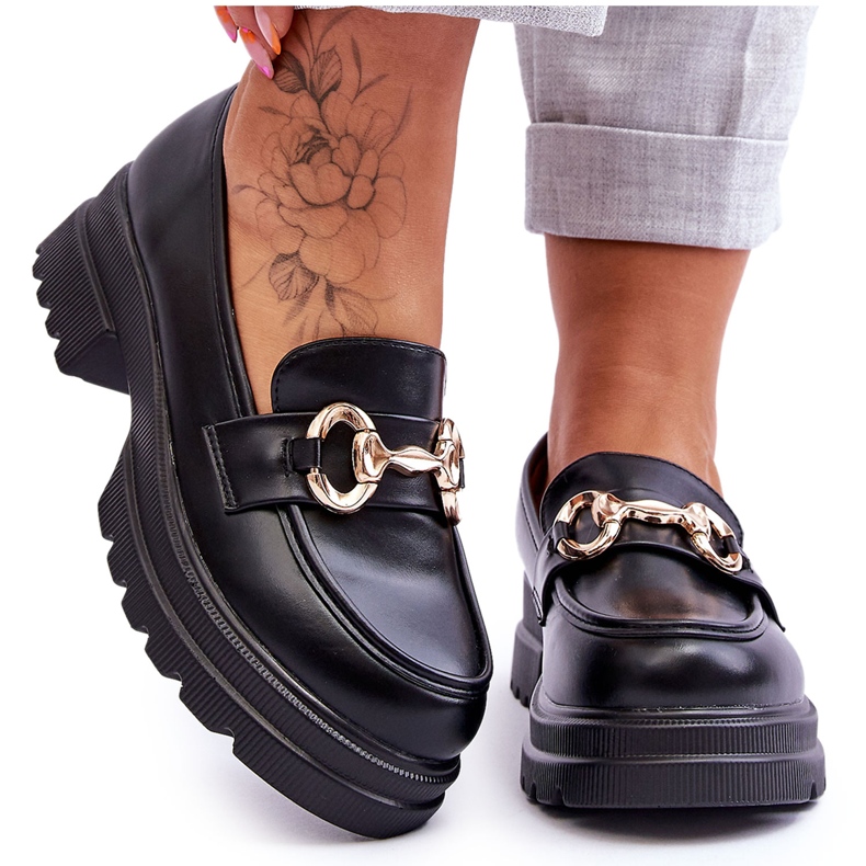 FJ1 Mocasini cu slip-on din piele de damă, Albie, negru