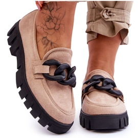 Vinceza Mocasini cu platformă din piele intoarsa pentru dama, bej Bennett negru