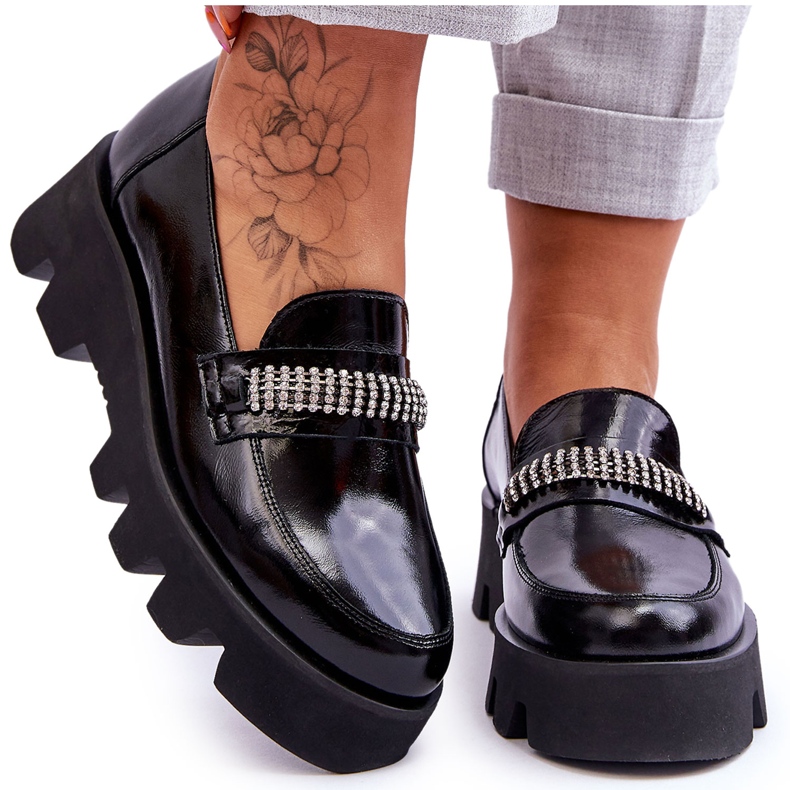 Mocasini La Moda Pe Platforma Cu Decorat Laura Messi 2600 Negru