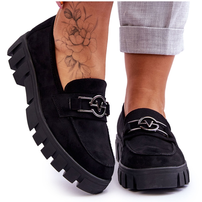 Vinceza Mocasini de dama din piele intoarsa Negri Sanvi negru