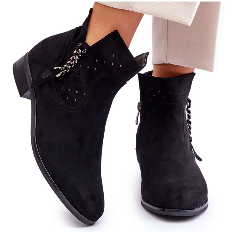 Vinceza Cizme de damă din piele intoarsa cu fermoar negru Belliano