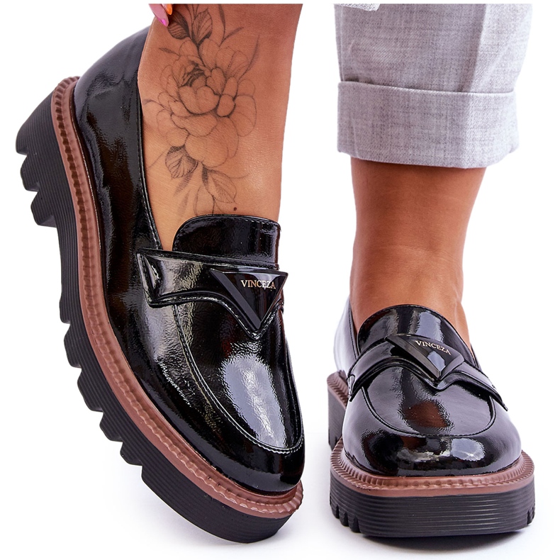 Vinceza Mocasini Lăcuiți Damă Platformă Cu Decor Jonett Negru