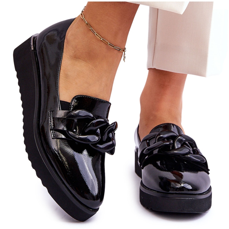 Vinceza Mocasini cu pană lăcuți Semma Negru