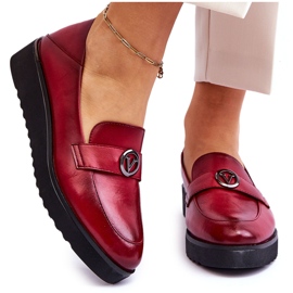 Vinceza Mocași de damă din piele cu pană, roșu Synthia roşu