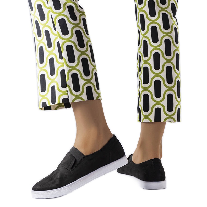 Tenisi negri din piele de căprioară ecologică de la Jamal negru