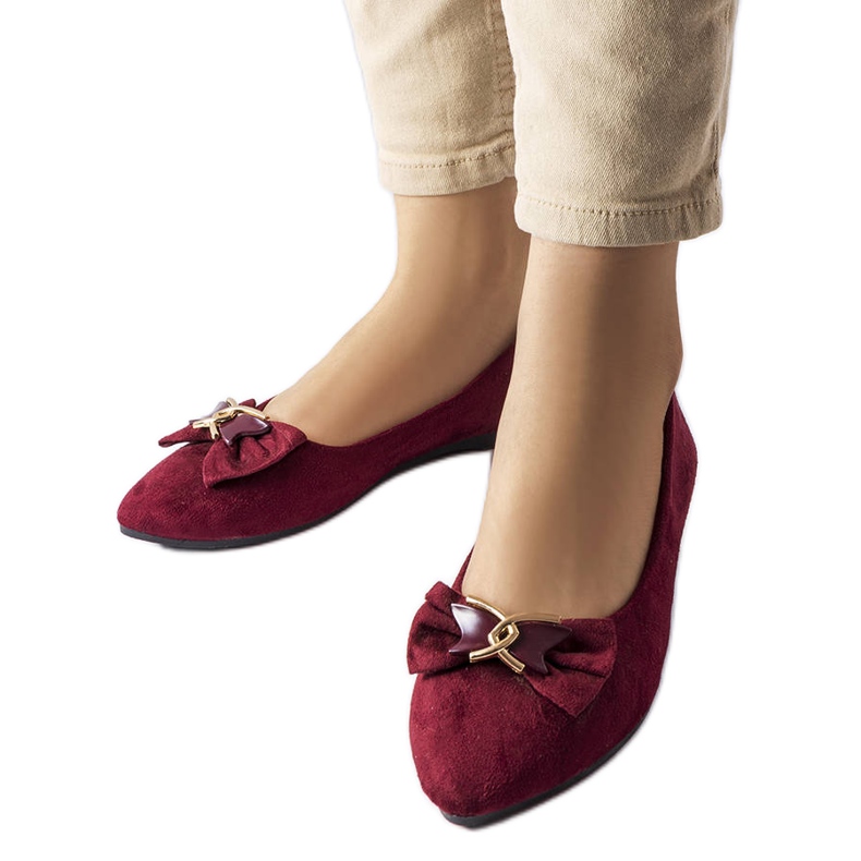 Balerini Jetté maro cu vârf ascuțit roșu