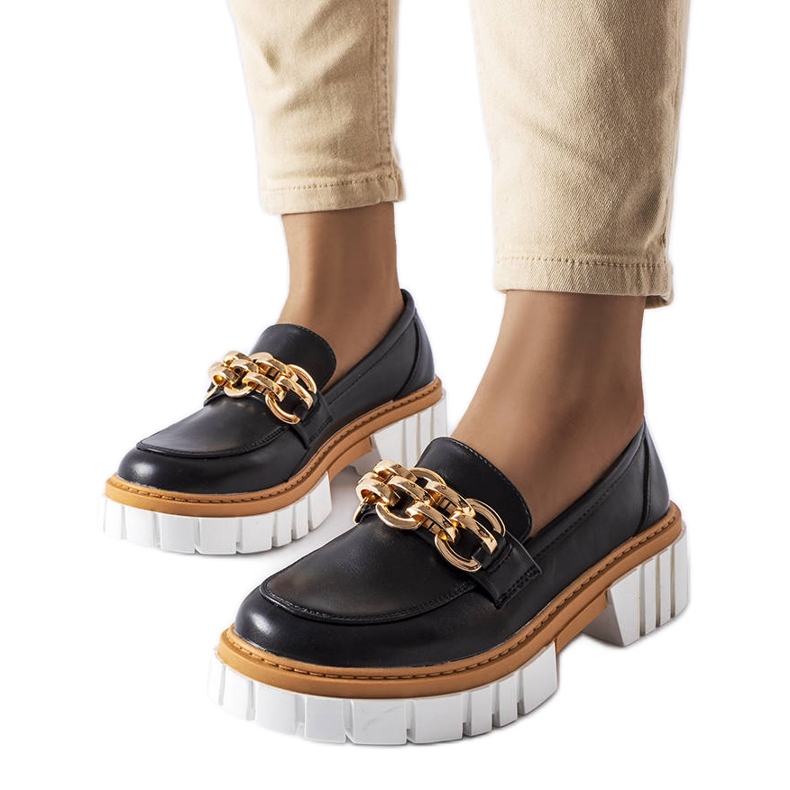 Mocasini negri cu talpă groasă de la Casgrain negru