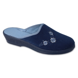 Papuci de dama Befado 219D481, bleumarin, cu flori brodate albastru Papuci de dama Befado 219D481, bleumarin, cu flori brodate albastru