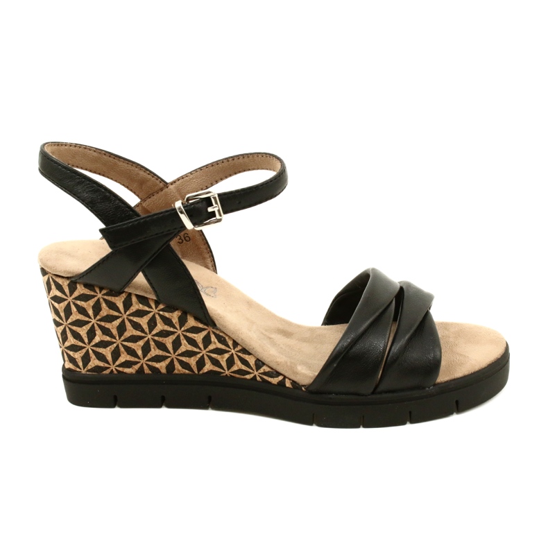 Sandale Caprice din piele cu pană 9-28710-20 040 Black Softnap negru