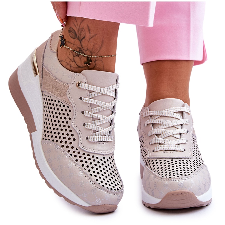 S.Barski Pantofi de damă din piele, ajurat, bej deschis Virginia