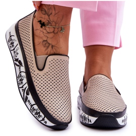 S.Barski Pantofi de damă din piele ajurata Slip-On Bej Sorito S.Barski Pantofi de damă din piele ajurata Slip-On Bej Sorito