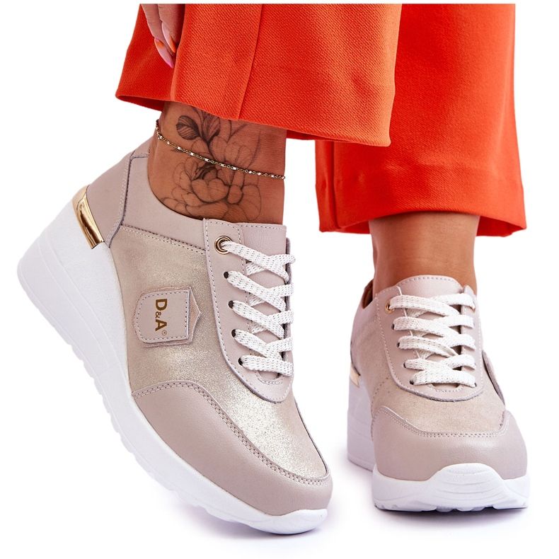 S.Barski Pantofi de damă din piele cu pană Beatris aurii de aur