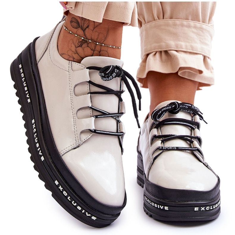 S.Barski Pantofi sport lacuiti Chantal bej