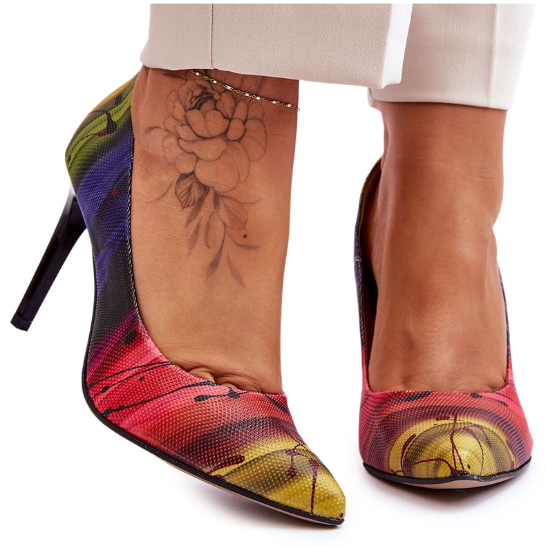 Lewski Shoes Pantofi Lewski cu toc înalt din piele la modă 2659 Multicolor