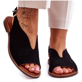 Sandale de piele intoarsa dama Lewski Shoes 3220/X Negru