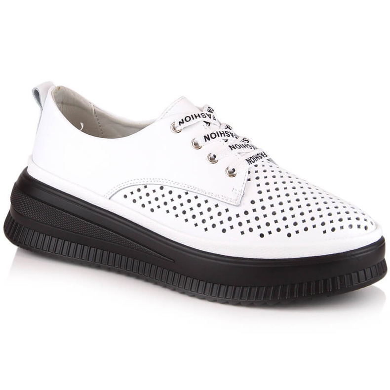 Pantofi de dama ajurati confortabili din piele alb Artiker 52C1992