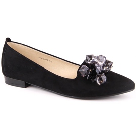 Balerini de damă din piele intoarsa neagra cu cristale T.Sokolski W23-464 negru Balerini de damă din piele intoarsa neagra cu cristale T.Sokolski W23-464 negru